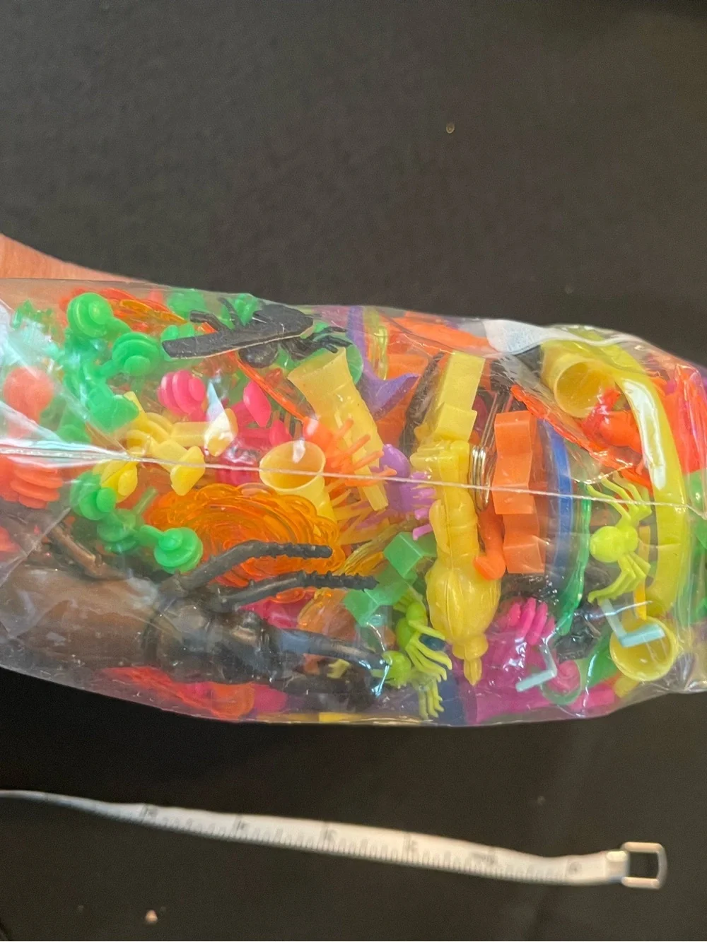 Assorted Neon Plastic Toy Mix - Bright Green, Pink, Yellow, Orange, quart size